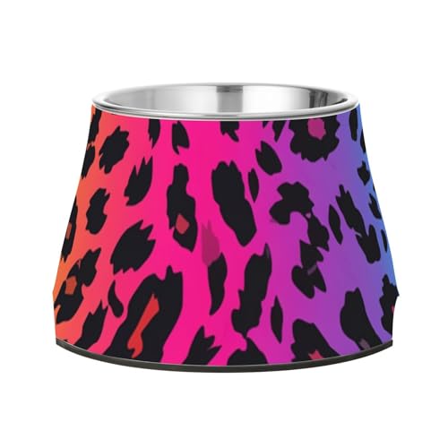 Foiosoh Leopard Rainbows - Ciotole per cani in acciaio inox migliorato, per cani di taglia media, affatica