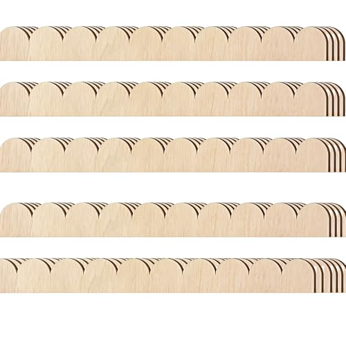 Scalloped Wood Trim 15.7 Inch 22 Pcs Unfinished Wooden Molding Decor