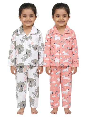 Image of The Mom Store Kids Cotton Night Suit for Boys and Girls | Breathable Night Dress for Kids Boys and Girls | Printed Nightsuit Pajama Set | Comfortable All-Season Sleepwear for Daily Use | Combo Set