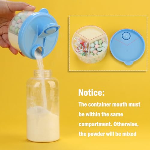 Image of Accmor Baby Formula Dispenser On The Go, Non-Spill Rotating Three-Compartment Formula Container to Go, Milk Powder Kids Snack Container for Infant Toddler Travel, Blue, 2 Pack