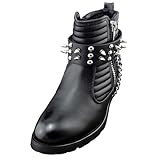 Crazy Hunter メンズ バイカー パンク ブーツ ブレスレット シルバー チェーン ブラック ペア レザー ストラップ スパイク (チェーン(1組))
