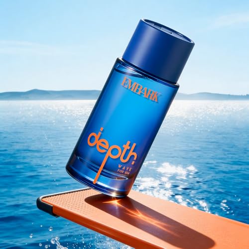 Image of EMBARK Depth Wave Eau De Parfum for Men | 100ml Long Lasting Fresh Aromatic perfume | Lemon, Mint, Geranium & Vetiver | Gift for Him