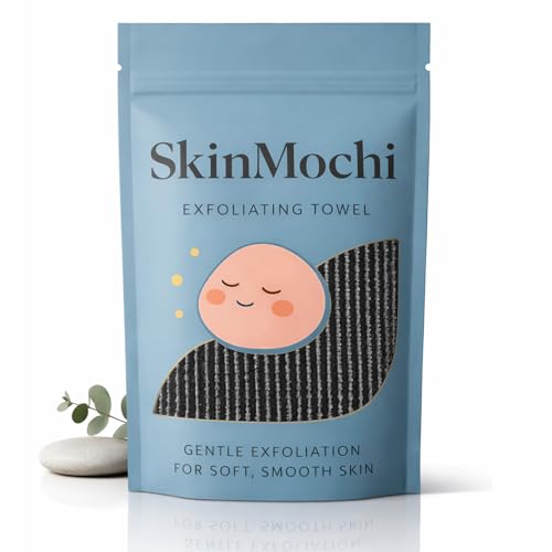SkinMochi Exfoliating Shower Towel Extra Long Rip-Resistant Body Back Scrubber Deep Cleansing Skin-Friendly Exfoliating Washcloth for Men and Women (1 PCS)
