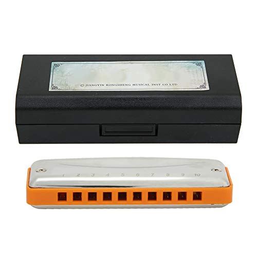 Harmonica à 10 trous en acier inoxydable ABS et résine pour adultes débutants (orange) - Les Beatles, Paul McCartney, John Lennon, RIngo Starr, George Harrison Harmonica à 10 trous en acier inoxydable ABS et résine pour adultes débutants (orange)