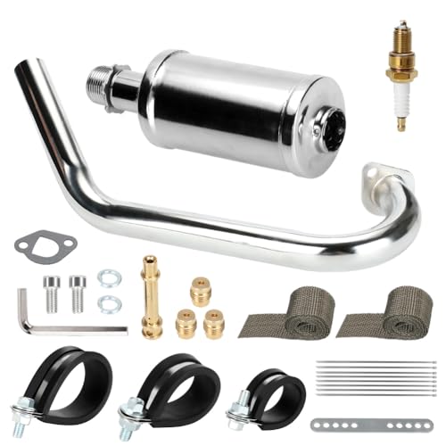 HIAORS Upgrade Exhaust Pipe Silencer Kit for Predator 212cc 196cc 224cc Coleman CT200U BT200X CT200U-EX Baja Warrior Massimo MB165 MB200 KT196 Mini Bike Go Kart Parts with Main Jet Kit Heat Wrap