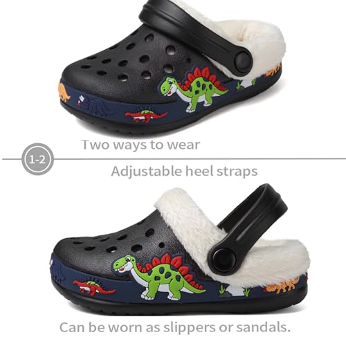 Image of Toddler Lined Clog Slippers Winter Garden Sandals Kids House Shoes Warm Slip On Sneakers Cartoon Slides for Boys and Girls Children Indoor Outdoor