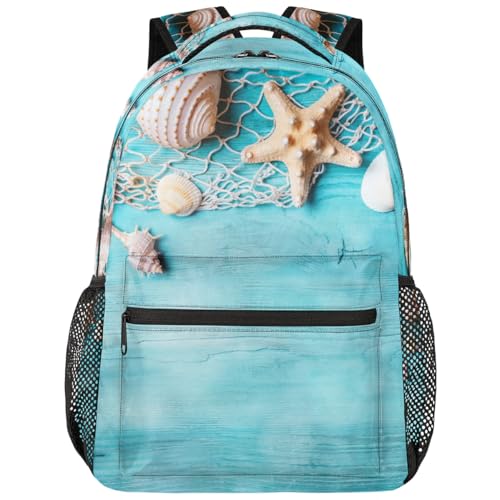 Sac à dos d'école coquillages et étoiles de mer 29x40cm pour fille et garçon