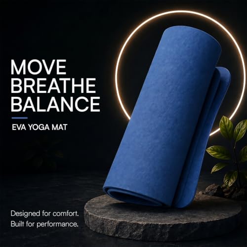 Image of Arrowmax 4mm Yoga Mat with Carry Cover for Men & Women, Anti-Skid Exercise Mat for Yoga, Pilates, Meditation, Stretching & Home Workout, Lightweight Portable Fitness Mat (BLUE)