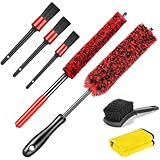 Fitosy Car Wheel Rim Tire Brush Set, Detailing Wash Kit, Long Soft Detail Brushes Accessories Tool for Automotive Cleaning Wheels, Interior,Exterior,Dirty Tires