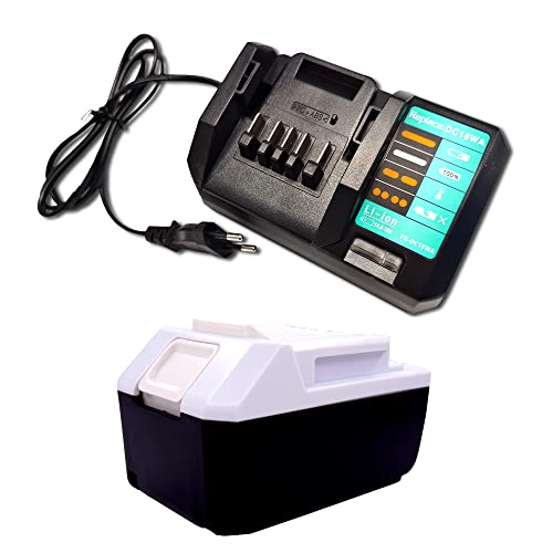 FengWings® Batería BL1813G de 18 V y 4,0 Ah y cargador DC18WA. Reemplaza la batería compatible con Makita G-Series Tool Battery BL1820G BL1811G 195608-4 HP457D TD127D DF457DWE DK18041 DK18015 HP457DWE Cover