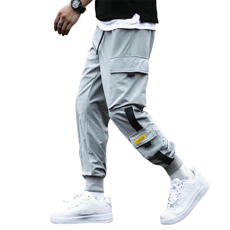 Pantalon cargo noir homme coupe ample style harem pour le printemps