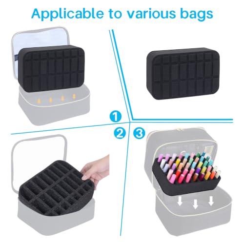 Image of Nail Polish Organizer Holder Foam Pad DIY with 24 Slots for Storage Nail Polish or Essential Oil Tray for Drawers Black