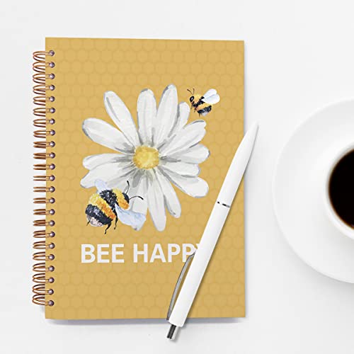 Golsoo Bee And Flower Hardcover Spiral Notebook 6X8 Inches, Bee Happy Spiral Journal Notebook Diary For Study Notes Writing, 160 Pages #TOP1