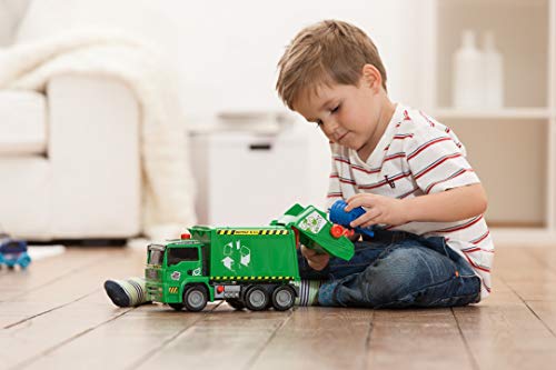 Dickie Toys 186395 Air Pump Garbage Truck, Müllabfuhr mit Luftpumpfunktion, Müllauto, Recycling, pneumatisch beweglicher Container, 31 cm, ab 4 Jahren