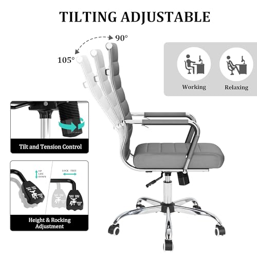 UEV Ergonomic Office Chair, PU Leather, Modern Design with Armrests & Casters, Adjustable Height, 360° Swivel, Supports Up to 150kg - Image 7