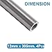 Vigorous 12mm OD x 305 Ft. 304 Stainless Steel Tube, Seamless Stainless Steel Round Straight Tubes, Round Metal Pipe for DIY Crafts, Industry, Furniture, Frames, 1.5mm Wall Thickness (4 Pcs)