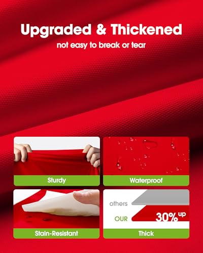 Image of Pureegg Plastic Table Cloth Disposable 8 Pack, 84'' Round Table Cloths, Valentines Day, Thanksgiving, Christmas Decorations, Fall Tablecloths, Round, Plastic Cover, Leakproof & Sturdy, Red