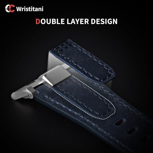 Image of Wristitani Leather Bands Compatible with Apple Watch Band 49mm 46mm 45mm 44mm for Men, Metal Connector & Genuine Leather Straps for iWatch Ultra3 /2 /1 SE3 /2 /1 Series 11 10 9 8 7 6 5 4 [NO Watch and Case]
