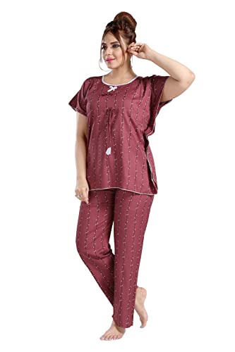 Image of Fabme Women's Cotton Printed Kaftan and Pyjama Set