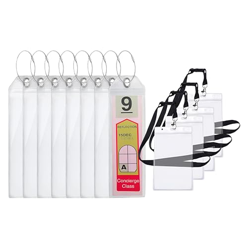 Image of Highwind 8 Pack Luggage Tags for Suitcases + 4 ID - Waterproof Cruise Essentials with Steel Loops - 2.5 x 7.25 Inch Durable Travel Tags for Quick ID - Fits Royal Caribbean, Carnival - Narrow
