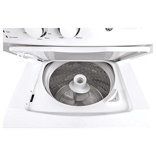 Image of GE GUD27ESSMWW Unitized Spacemaker 3.8 Washer with Stainless Steel Basket and 5.9 Cu. Ft. Capacity Electric Dryer, White