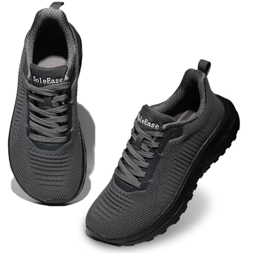 SoleEase Wide Toe Box Sneakers Men Women Breathable Grey 39