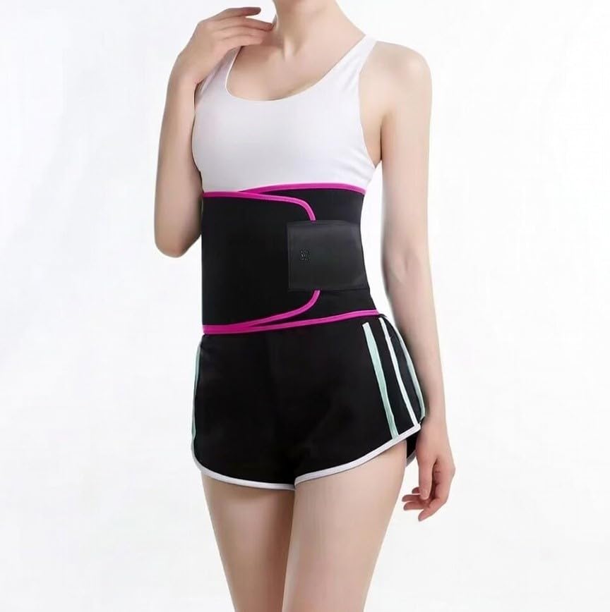 Belly Fat Burning Sweat Belt for Weight Loss with Core Support and Adjustable Strap Design Black