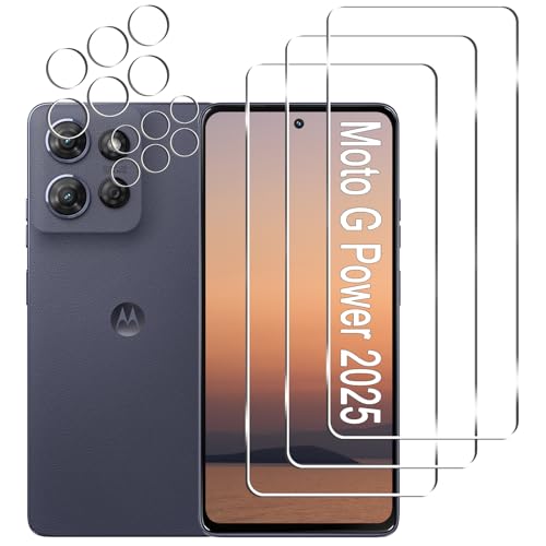 LXXMSXH 3 Pack Moto G Power 2025 Screen Protector [6.8 inch] + 3 Pack Camera Lens Protector, Anti Scratch Bubble Free, Easy Installation