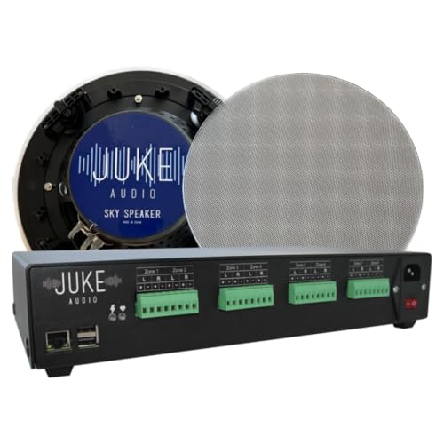 JUKE AUDIO Speaker & Amp Bundle - 6 Zone (12 Channel) Amplifier with 12 Ceiling Speakers...