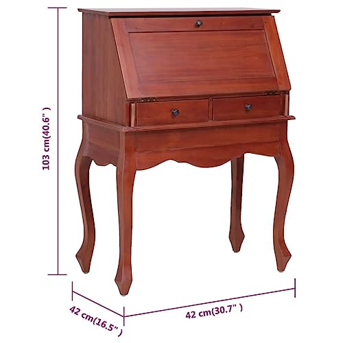 vidaXL Mahagoniholz Massiv Sekretär Schreibtisch Klassisch Bürotisch Arbeitstisch Schreibsekretär Schreibkommode Massivholztisch Braun 78x42x103cm