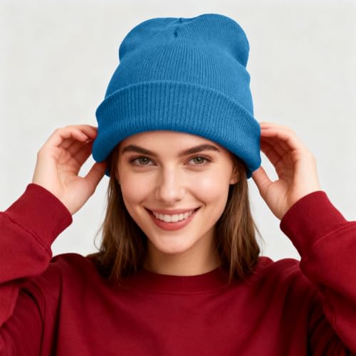 Image of ZOORON Beanie for Men Women Warm Winter Hat Unisex Soft Knit Cuffed Beanie