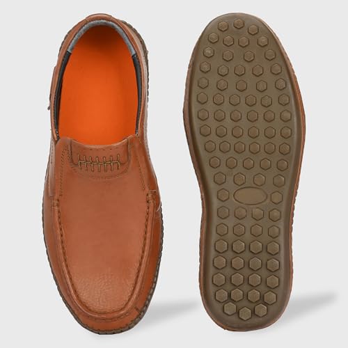 Image of Blue Leather by Centrino Genuine Leather Men's Formal Slip on Loafers |Comfort Trendy Non Lace-Up Design |Flexible Mocassins |Leather with Anti-Skid Sole |Perfect for Walking & Business Work (3942)