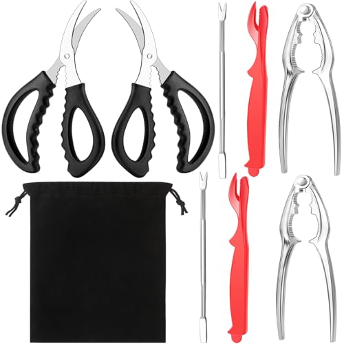 8Pcs Crab Cracker Tool Set, Stainless Steel Crab Crackers, Lobster