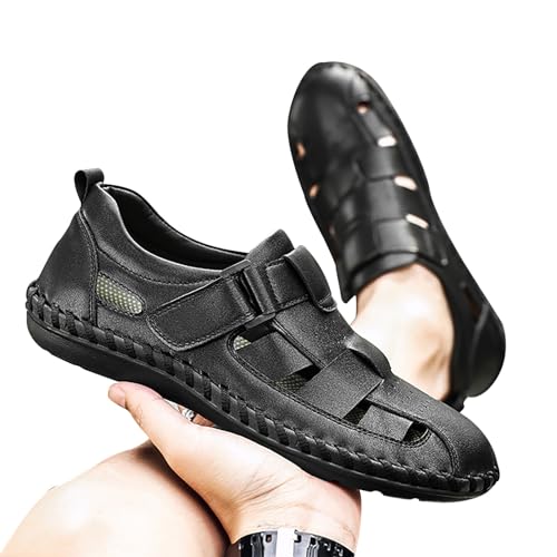 Men's Breathable Hand-Stitched Foot Cover Casual Beach Lazy PU Foreign Trade ls Men's Outdoor Shoes Black 453
