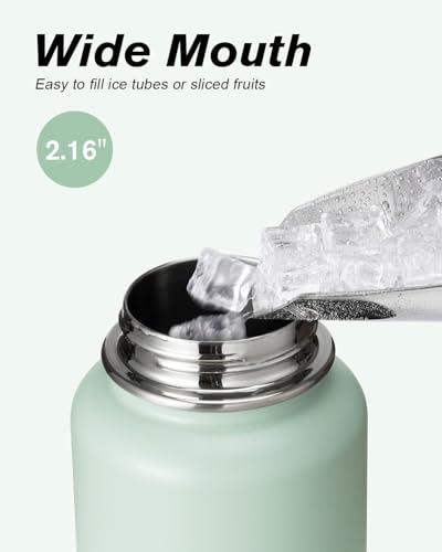 Image of Coolflask 40 oz Water Bottle Insulated with Straw & 3 Leakproof Lids