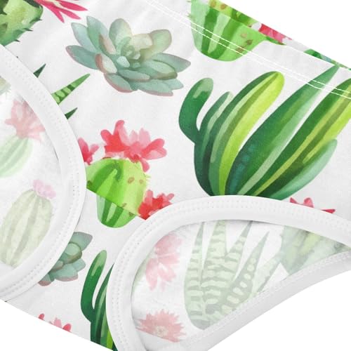Toddler Underwear Custom 2t Cotton Girl Panties Cute Bright Kids Undies Briefs Watercolor Green Cactus Succulents4