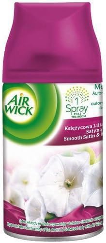Air Wick Freshmatic Max Refills Smooth Satin & Moon Lily 4 x 250ml | Automatic Spray Refill | Up to 240 Days of Fragrance | Air Freshener for Home Office Bathroom | Compatible with Freshmatic Units