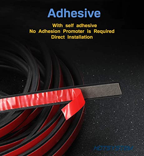 Image of HOTSYSTEM D-Shape Door Rubber Seal Strip Weatherstrip 3M Self Adhesive Hollow for Car Truck Motor Door Cover Trunk (Black, 13.12 feet)