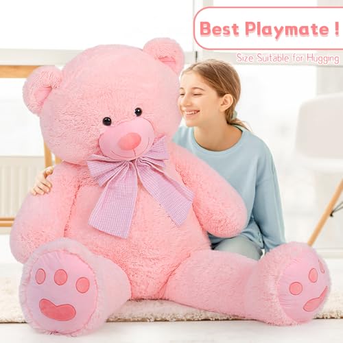 MorisMos 150cm Teddybär groß XXL, weich Rosa riesen teddys Kuscheltier XXL,Geschenk Freundin Mädchen Kinder Baby