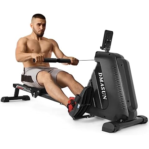 Rowing Machine, DMASUN Magnetic Rower 350 LB Weight Capacity Row Machine with 16 Level Resistance, LCD Display & Comfortable Seat Cushion, Rowing Machines for Home Use Foldable Cover