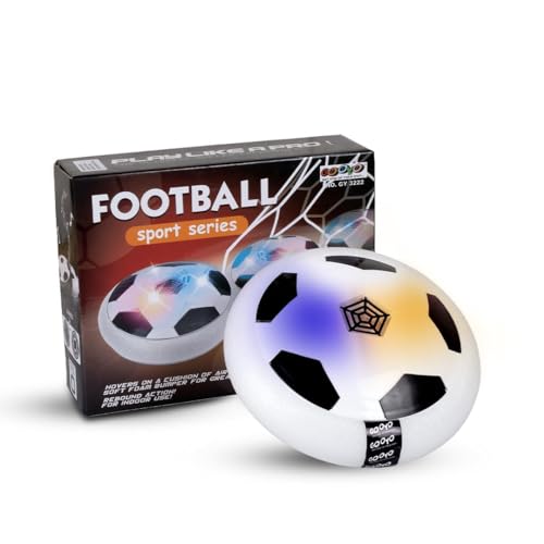 Gooyo GY3222 Floating Hover Football with Colorful Flash Light Effect | Indoor & Outdoor Pro Air Football Game for Kids/Girls/Boys/Gifts | White Color, Power Source: 4xAA Battery (Not Included) 7 41qh1a z8fL