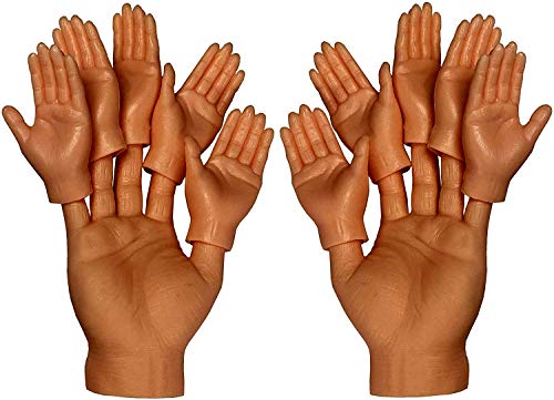 2pcs Finger Hands Puppet & 10pcs Mini Finger Hand Puppet for Finger Hand Puppets| Soft Vinyl Little Finger Puppet Party Favors Novelty Gag Toys Practical JokeToy | Tan Skin Tone