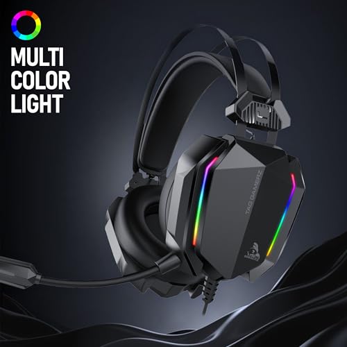 Image of TAG Gamerz Titan RGB Black Over-Ear Gaming Wired Headphone | Soft Ear Cups | 50mm Neodymium Driver | 3.5mm Audio | 2m Cable | Flexible Mic for Calling | Suspension Headband | 3.5mm + USB Connector
