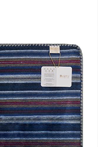 Image of QISU Alpaca Wool Blanket Throw | Large, Beautiful, Warm, Variegated | 85 x 65 inches | Ultra-Soft, Hypoallergenic and Breathable | Non-Itchy or Scratchy (Deep Blue Splash)