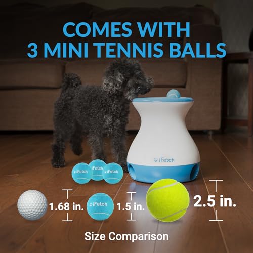 iFetch Frenzy Interactive Dog Toy, Self Fetch Mini Tennis Ball Machine for Small and Medium Dogs, includes 3 Tennis Balls, Mental Stimulation Brain Game - Thumbnail 4