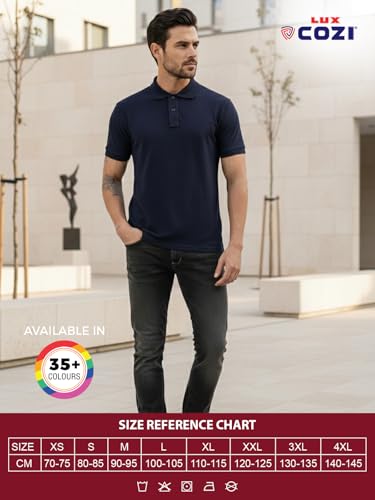 Image of Lux Cozi Men's Cotton Solid Polo Tshirt | Collar Tshirts | Half Sleeves | Stylish & Premium All Day Wear | Pack of 1