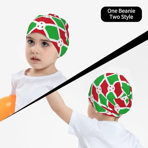 Burundi Flag Children Hip Hop Knitted Hat Kids Elastic Leisure Knit Cap Warm Sleep Beanies Black4