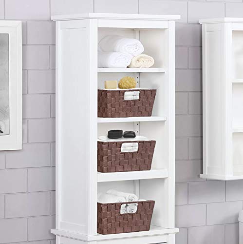 Sorbus Woven Basket Bin Set - Shelf Storage Tote Baskets For Household Items - Stackable With Woven Straps & Built-In Carry Handles (Chocolate) #TOP1