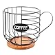 Sarini Kaffeepad-Organizer, Kaffeekapselhalter für die Theke, großes Fassungsvermögen, schwarzer Draht-Aufbewahrungskorb mit Holzsockel für Küche und Büro