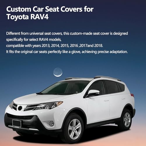Image of Fit RAV4 Car Seat Covers for Toyota RAV4 2013-2018 LE,XLE,SE,Hybrid,Premium, Limited - Upgraded Premium Waterproof & Breathable Leather,All-Weather Seat Cushion Protector,Full Set,Black